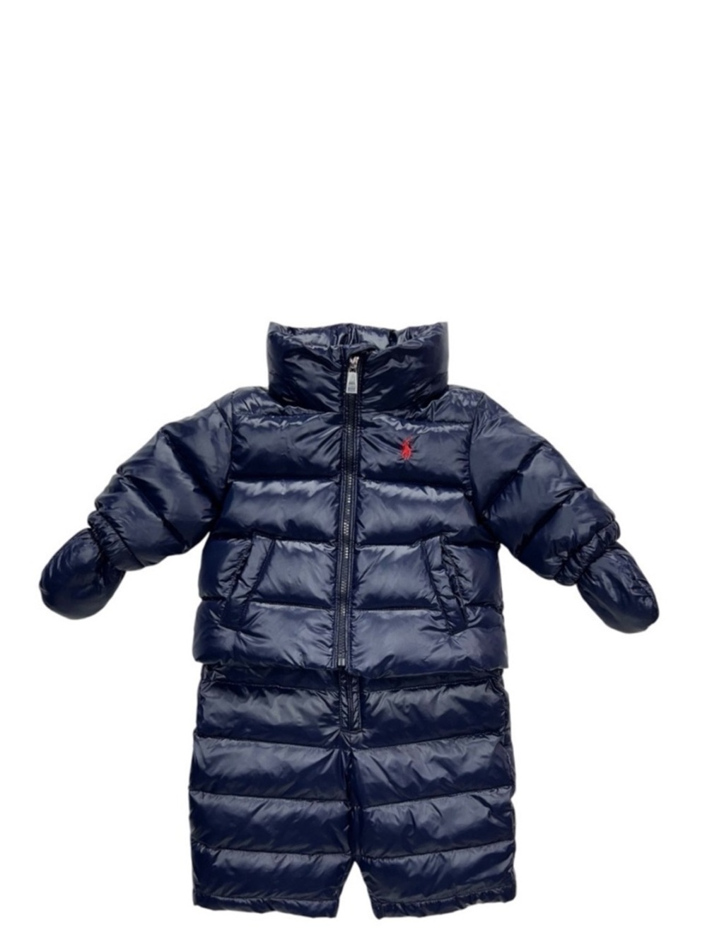Ralph Lauren Size 3 Months Down Puffer Snowsuit Navy Blue Jacket Pants New NWT